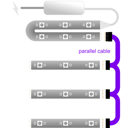 Plus V2 & V3 - Parallel Cable | BLACK Multi Point Splitter 3,4,5,6,7,8+ way | in Feet - 4 / upto 4feet / upto 3inch - LightStrips Anonymous