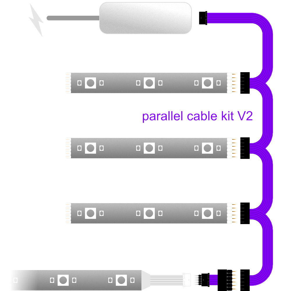 Plus V2 - Parallel Cable | Multi Point Splitter 3,4,5,6,7,8+ way | in Feet - Black / 4 / upto 4feet / upto 3inch - LightStrips Anonymous