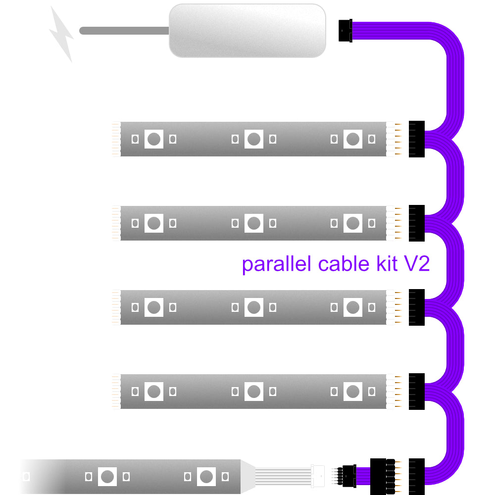 Plus V2 - Parallel Cable | Multi Point Splitter 3,4,5,6,7,8+ way | in Feet - Black / 5 / upto 4feet / upto 3inch - LightStrips Anonymous