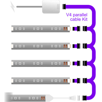 Plus V4 - Parallel Cable | BLACK Multi Point Splitter 3,4,5,6,7,8+ way | in Feet - 5 / upto 4feet / upto 3inch - LightStrips Anonymous