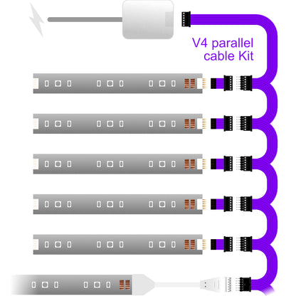 Plus V4 - Parallel Cable | BLACK Multi Point Splitter 3,4,5,6,7,8+ way | in Feet - 7 / upto 4feet / upto 3inch - LightStrips Anonymous